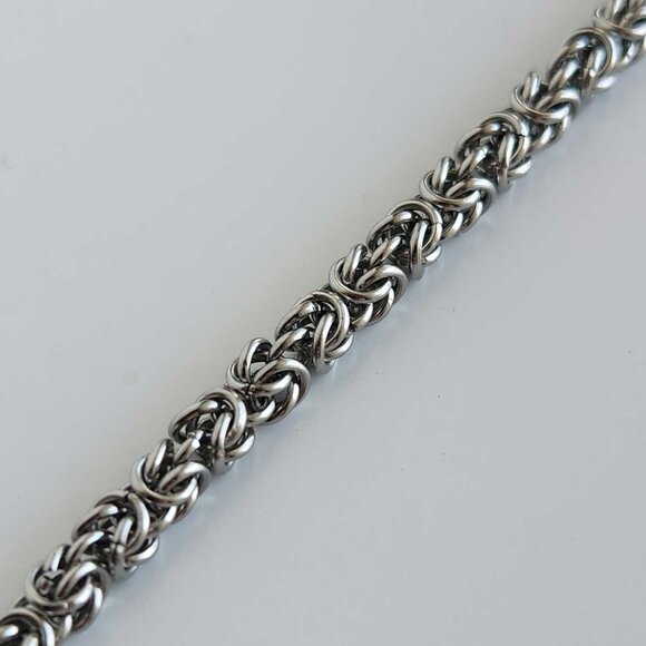 15 inch silver byzantine chain necklace ✦ hand crafted mini chain mail necklace - Picture 9 of 10